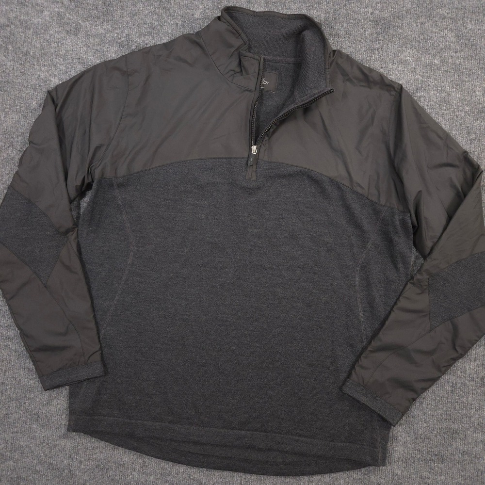 Fairway & Greene Tech 1/4 Zip Mens L Gray Wool Blend Mixed Media Hybrid Sweater